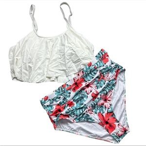 NWOT avid love 3xl swimsuit tropical print
